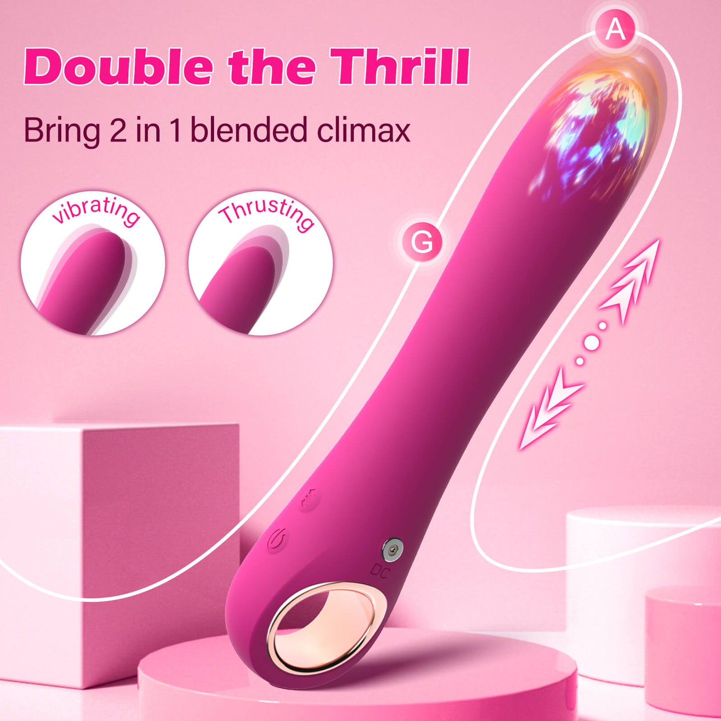 2025 Upgraded 2 in 1 Vibration and Thrusting G Spot Vibrator Double the Thrill