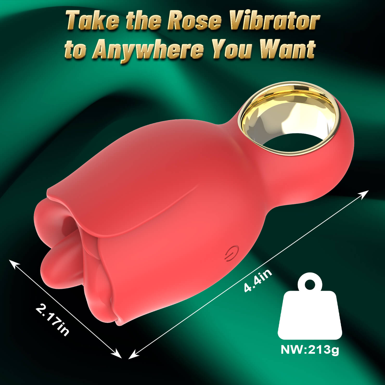 360° Rotated Tongue Licking Red Rose Bud Vibrator Size And Net Weight