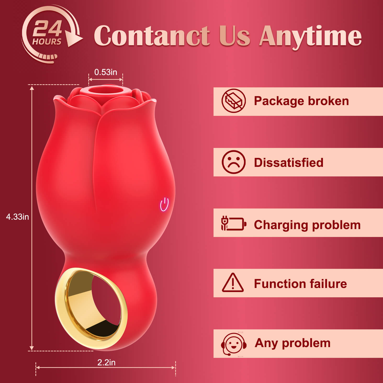 Female Mini  Rose Clit & Nipple Sucking Vibrator Toy After-Sales Service