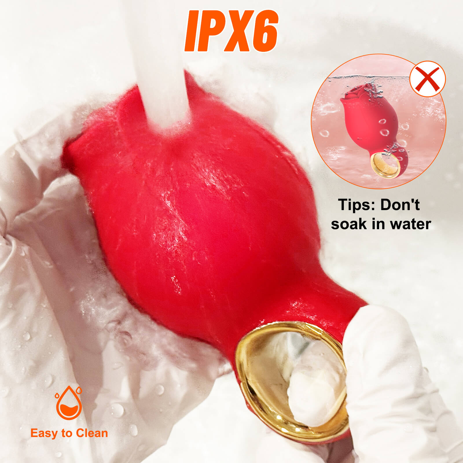 Female Mini  Rose Clit & Nipple Sucking Vibrator Toy With IPX6 Waterproof