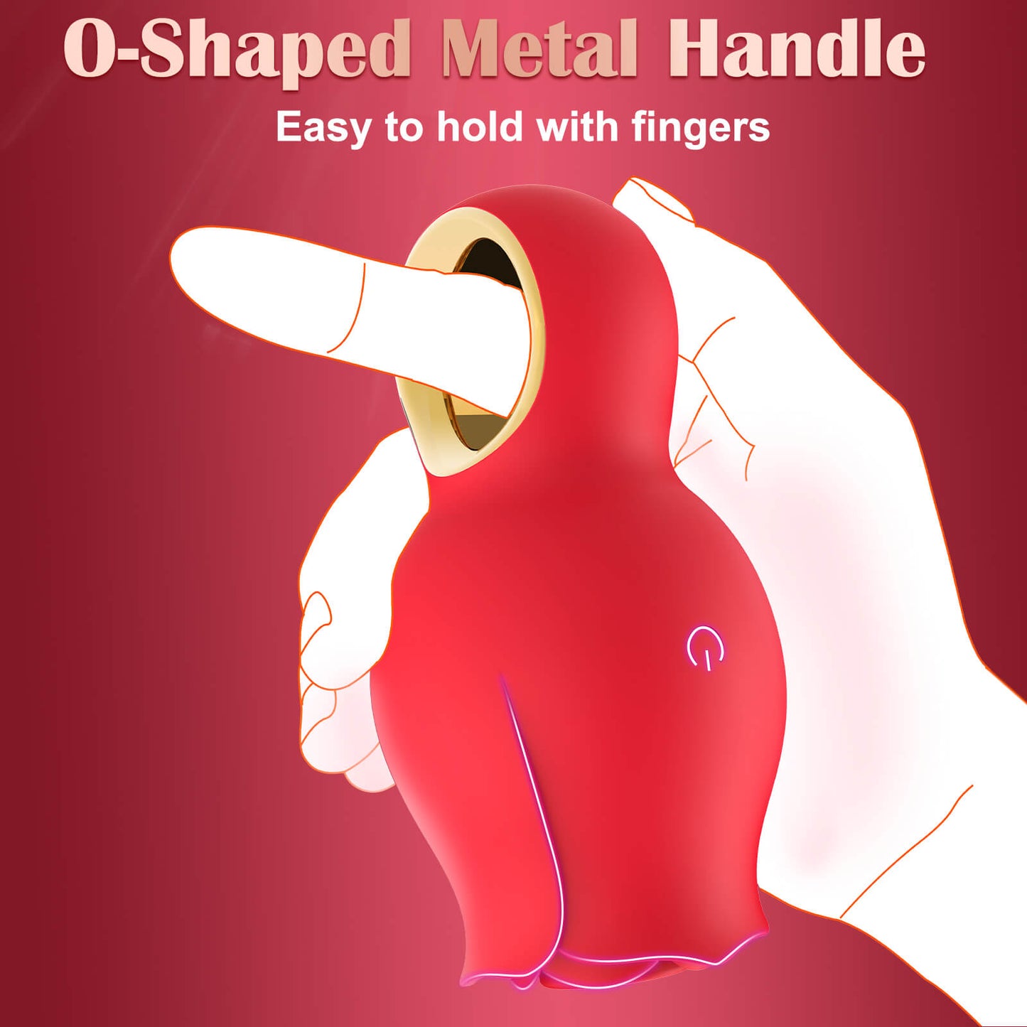 Female Mini Rose Clit & Nipple Sucking Vibrator Toy With O-Shaped Metal Handle