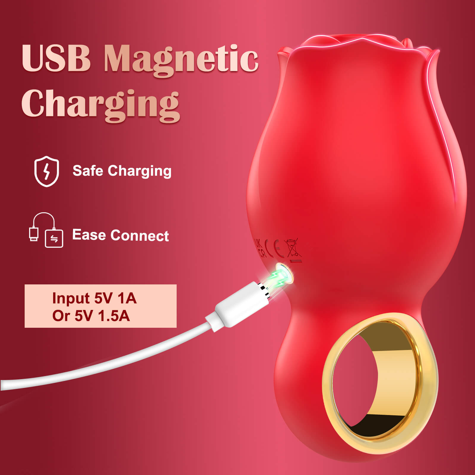Female Mini  Rose Clit & Nipple Sucking Vibrator Toy With USB Magnetic Charging