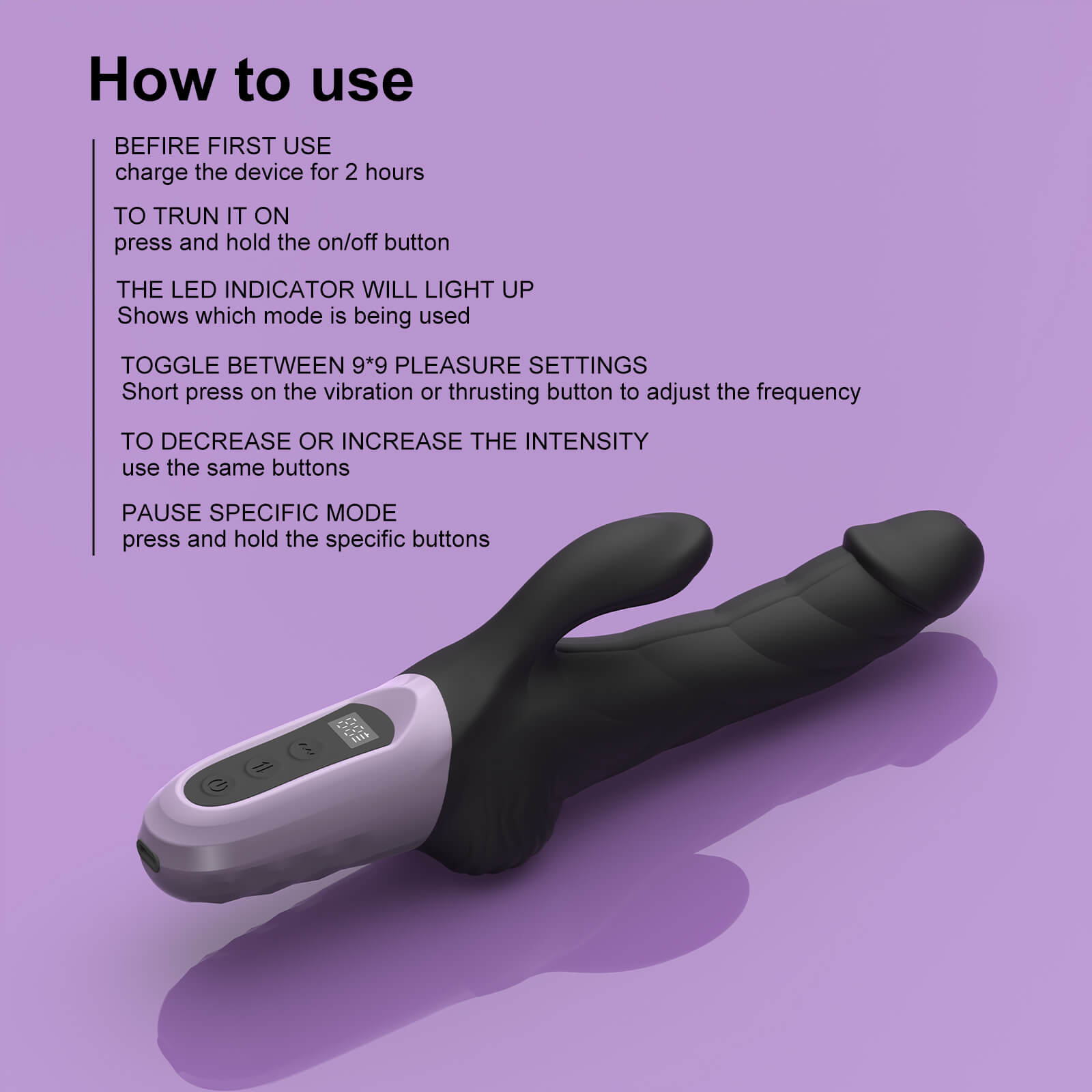 How To Use LED Display Realistic Thrusting Dildo Rabbit Vibrator