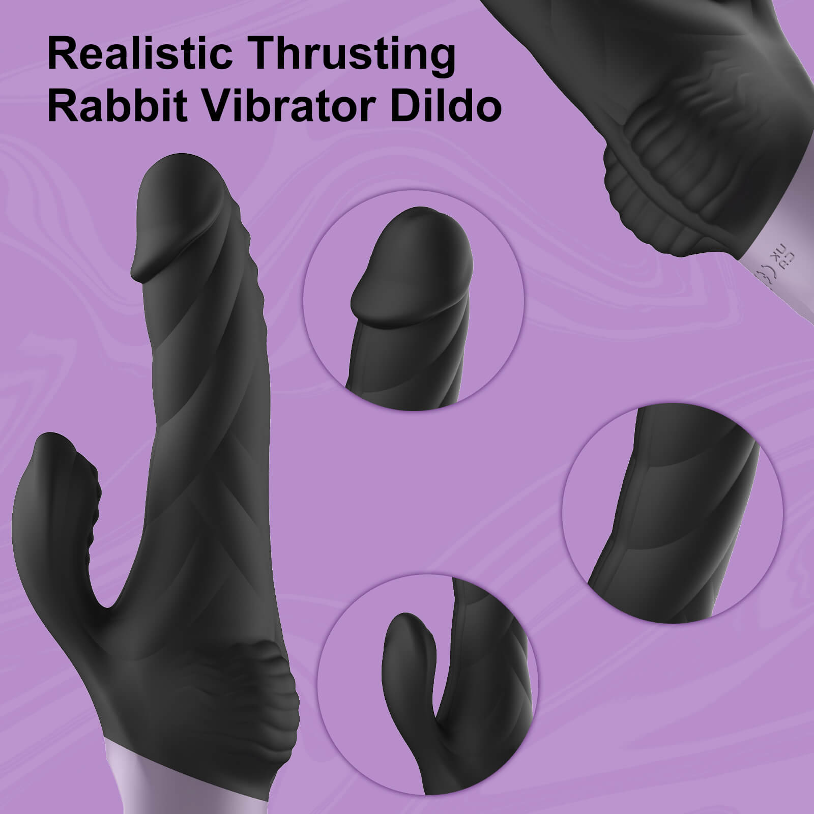 LED Display Realistic Thrusting Dildo Rabbit Vibrator Shape Design