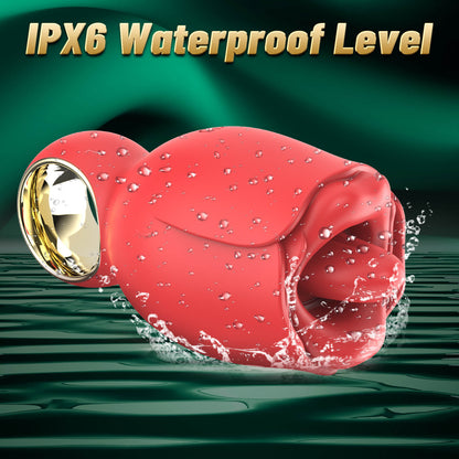 360° Rotated Tongue Licking Red Rose Bud Vibrator With IPX6 Waterproof Level