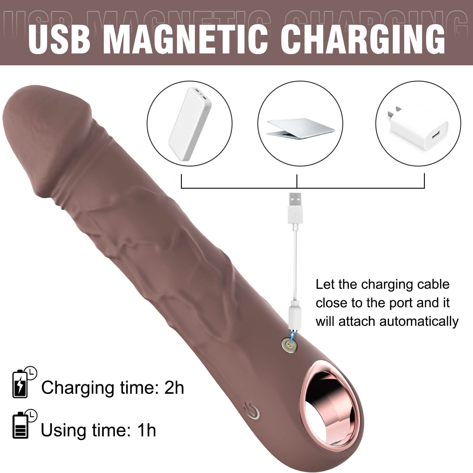 App Control 7 Inch Realistic Silicone Dildo Vibrator Can USB Magnetic Charging