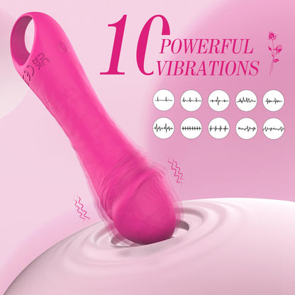 Portable Small Realistic Silicone Dildo Quiet Vibrator With 10 Powerful Vibrations