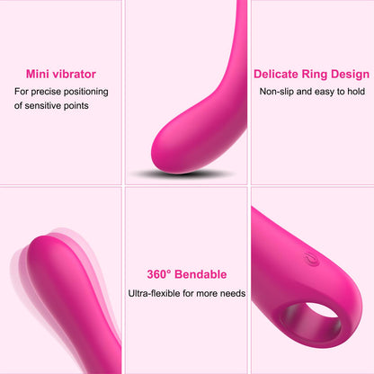 Rechargeable Mini Magic Bullet Vibrator Waterproof Sex Toy With Bendable Design and Delicate Ring Design