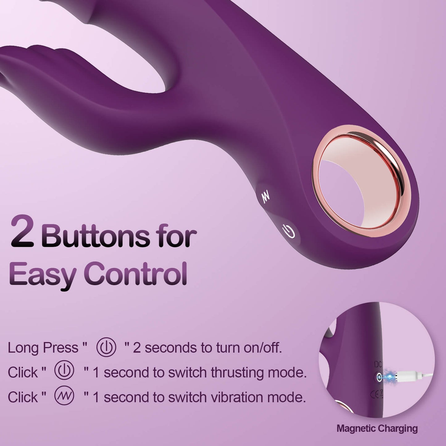 Thrusting Dildo G Spot Rabbit Vibrator Adult Toy 2 Buttons Control