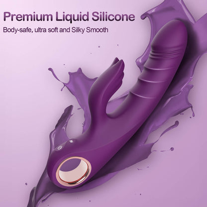 Thrusting Dildo G Spot Rabbit Vibrator Adult Toy Premium Liquid Silicone